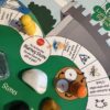 Luck game board - Blarney Stone section: rocks and pawns move along a clover shaped path